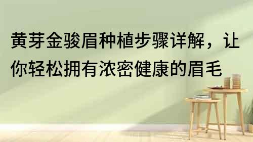 黃芽金駿眉種植步驟詳解，讓你輕松擁有濃密健康的眉毛
