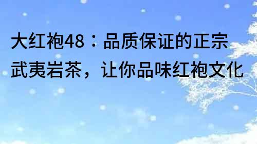 大紅袍48：品質(zhì)保證的正宗武夷巖茶，讓你品味紅袍文化