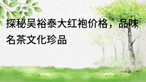 探秘吳裕泰大紅袍價格，品味名茶文化珍品