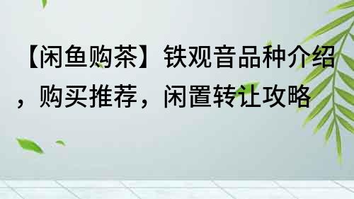 【閑魚購茶】鐵觀音品種介紹，購買推薦，閑置轉讓攻略