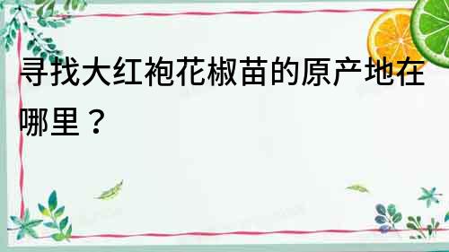 尋找大紅袍花椒苗的原產地在哪里？