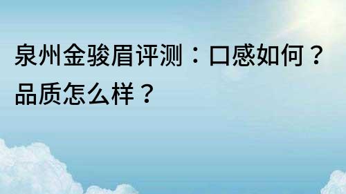 泉州金駿眉評測：口感如何？品質怎么樣？