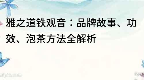 雅之道鐵觀音：品牌故事、功效、泡茶方法全解析