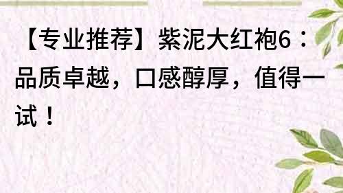 【專業推薦】紫泥大紅袍6：品質卓越，口感醇厚，值得一試！