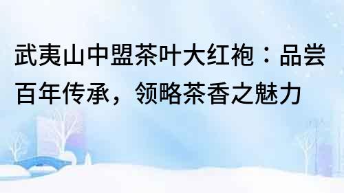 武夷山中盟茶葉大紅袍：品嘗百年傳承，領(lǐng)略茶香之魅力