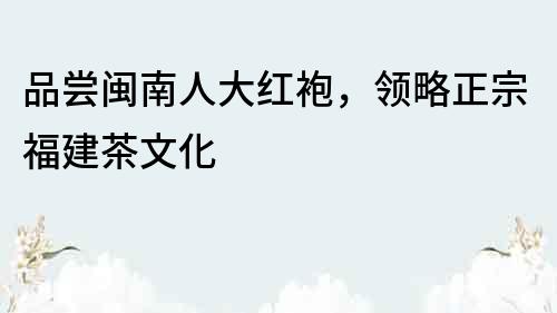 品嘗閩南人大紅袍，領(lǐng)略正宗福建茶文化