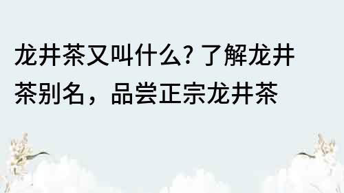 龍井茶又叫什么? 了解龍井茶別名，品嘗正宗龍井茶