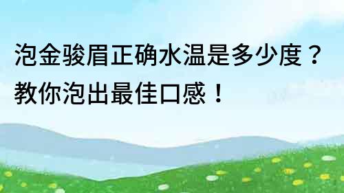 泡金駿眉正確水溫是多少度？教你泡出最佳口感！