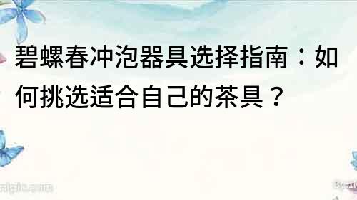 碧螺春沖泡器具選擇指南：如何挑選適合自己的茶具？