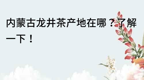 內蒙古龍井茶產地在哪？了解一下！