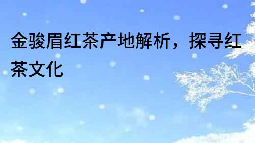 金駿眉紅茶產地解析，探尋紅茶文化