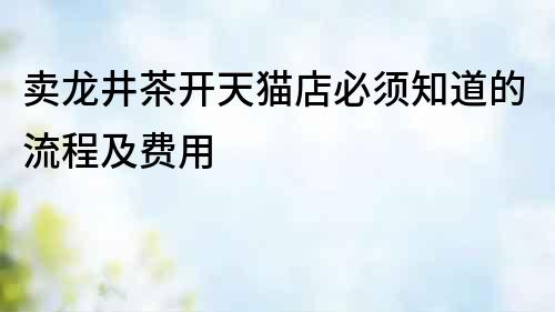 賣龍井茶開天貓店必須知道的流程及費用