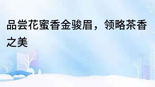 品嘗花蜜香金駿眉，領略茶香之美