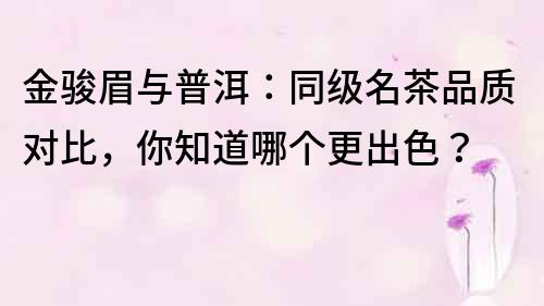 金駿眉與普洱：同級名茶品質對比，你知道哪個更出色？