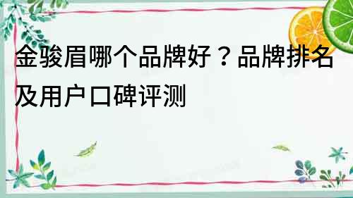 金駿眉哪個品牌好？品牌排名及用戶口碑評測