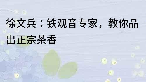 徐文兵：鐵觀音專家，教你品出正宗茶香