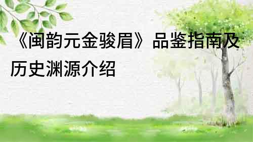 《閩韻元金駿眉》品鑒指南及歷史淵源介紹