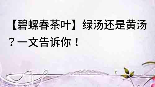 【碧螺春茶葉】綠湯還是黃湯？一文告訴你！