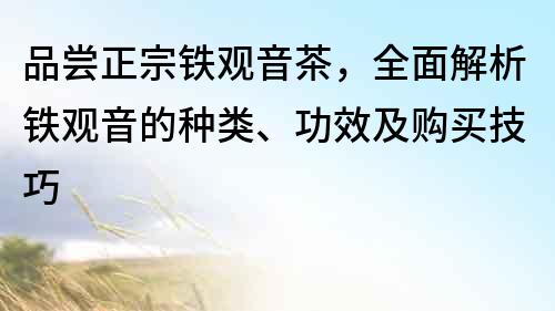 品嘗正宗鐵觀音茶，全面解析鐵觀音的種類、功效及購買技巧