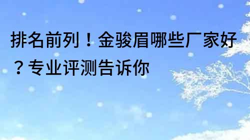 排名前列！金駿眉哪些廠家好？專業評測告訴你