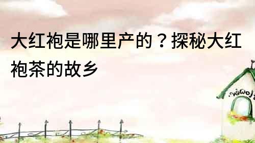 大紅袍是哪里產的？探秘大紅袍茶的故鄉