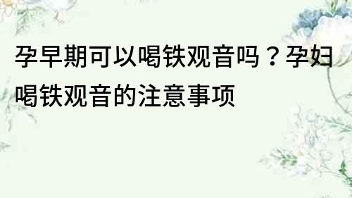 孕早期可以喝鐵觀音嗎？孕婦喝鐵觀音的注意事項