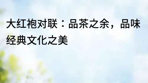 大紅袍對聯：品茶之余，品味經典文化之美
