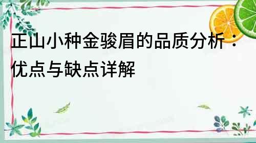 正山小種金駿眉的品質分析：優點與缺點詳解