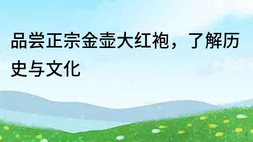 品嘗正宗金壺大紅袍，了解歷史與文化