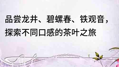 品嘗龍井、碧螺春、鐵觀音，探索不同口感的茶葉之旅