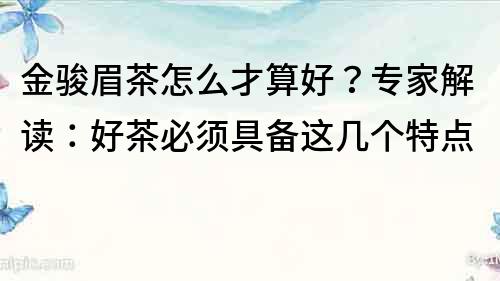 金駿眉茶怎么才算好？專家解讀：好茶必須具備這幾個特點