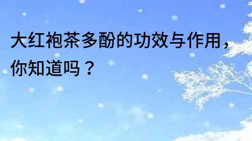 大紅袍茶多酚的功效與作用，你知道嗎？