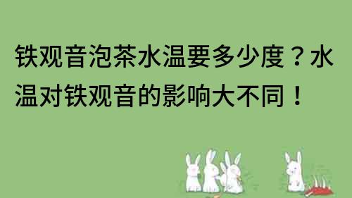 鐵觀音泡茶水溫要多少度？水溫對鐵觀音的影響大不同！