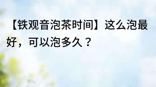 【鐵觀音泡茶時間】這么泡最好，可以泡多久？