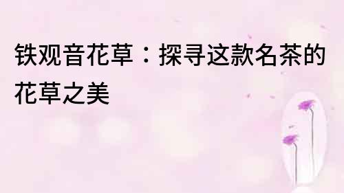 鐵觀音花草：探尋這款名茶的花草之美