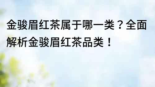 金駿眉紅茶屬于哪一類？全面解析金駿眉紅茶品類！