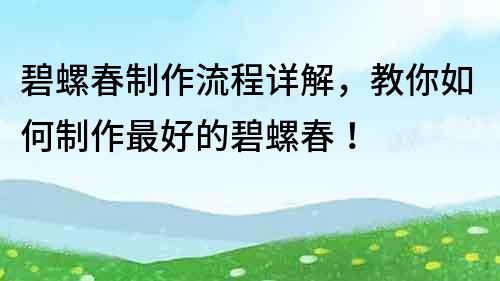碧螺春制作流程詳解，教你如何制作最好的碧螺春！