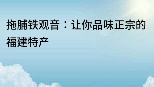 拖脯鐵觀音：讓你品味正宗的福建特產