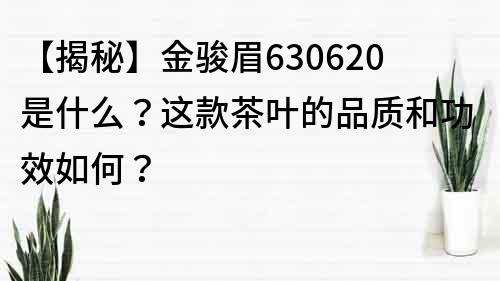 【揭秘】金駿眉630620是什么？這款茶葉的品質(zhì)和功效如何？