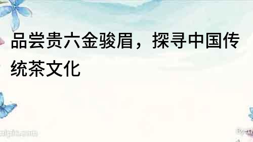 品嘗貴六金駿眉，探尋中國傳統茶文化