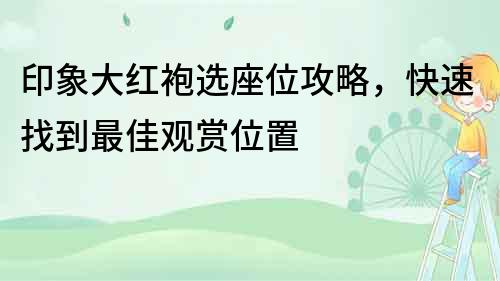 印象大紅袍選座位攻略，快速找到最佳觀賞位置