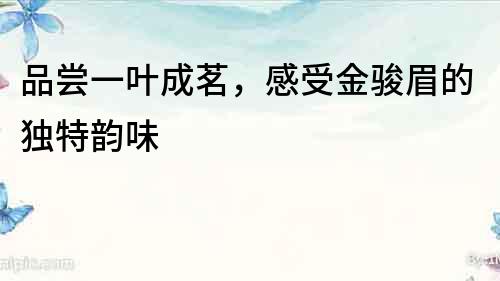 品嘗一葉成茗，感受金駿眉的獨特韻味