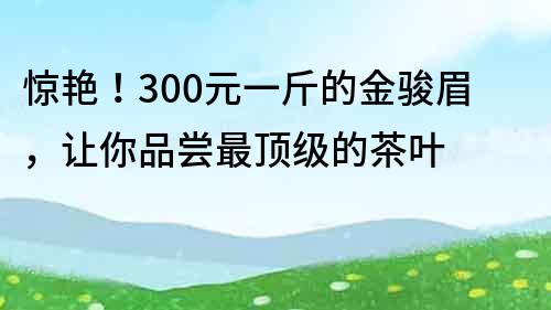 驚艷！300元一斤的金駿眉，讓你品嘗最頂級的茶葉