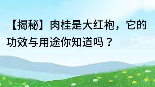 【揭秘】肉桂是大紅袍，它的功效與用途你知道嗎？
