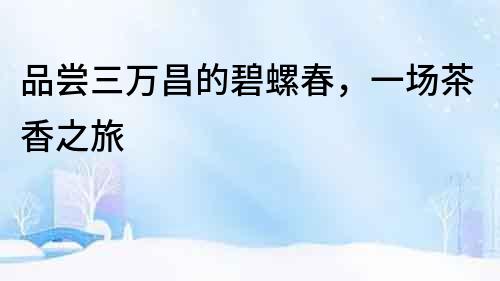品嘗三萬昌的碧螺春，一場茶香之旅