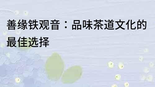 善緣鐵觀音：品味茶道文化的最佳選擇