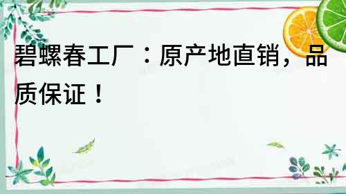 碧螺春工廠：原產地直銷，品質保證！
