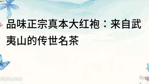 品味正宗真本大紅袍：來自武夷山的傳世名茶