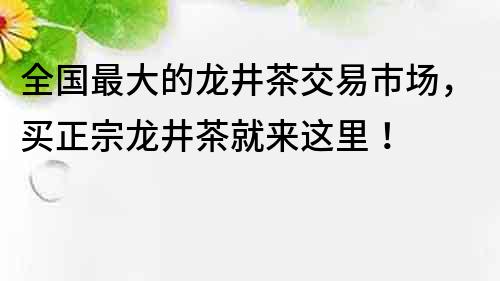 全國最大的龍井茶交易市場，買正宗龍井茶就來這里！