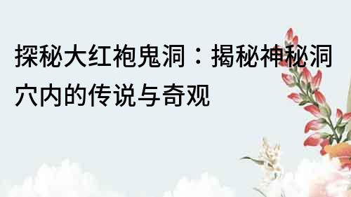 探秘大紅袍鬼洞：揭秘神秘洞穴內的傳說與奇觀